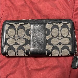 Coach Black and Tan Signature Wallet